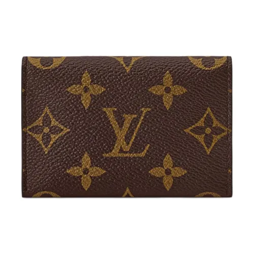 LOUIS VUITTON Тонкий Покрытый холст Картхолдер Женские Коричневый Буква Ледяной Золотой Серебряный