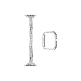 Розовый бриллиант + Одиночная строка ажурного серебряного ромба оболочка