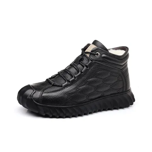 AOKANG Insulated Кожаные ботинки Теплоизоляционные Амортизирующие Устойчивые к истиранию Водонепроницаемые Противоскользящие Короткие Снежные ботинки Мужские