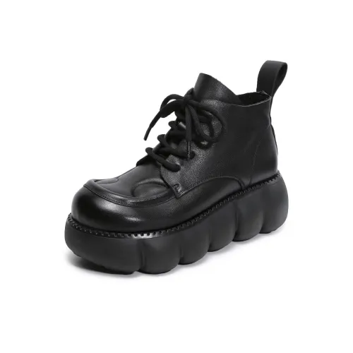 H2 Лицевая коровья кожа Винтаж Британский стиль Женская обувь Ботильоны Женские