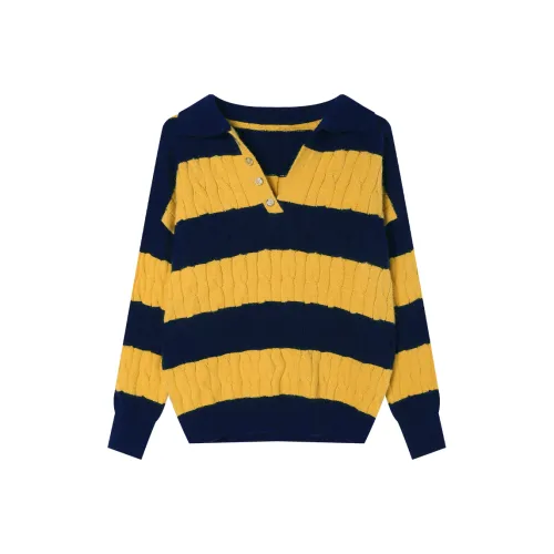LOUISY AO Желтый Синий Полосы Женские Свитера