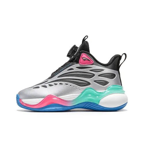 7 PE Детские баскетбольные кроссовки High Топ Черный Серебристый Школьный возраст