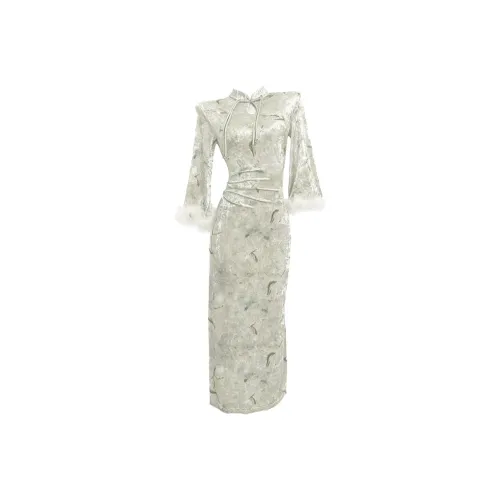 Aghr Длинное платье с длинными рукавами женское