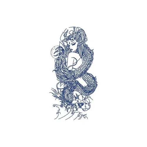 Дракон Maiden Among Flowers Herbal Tattoo Стикер