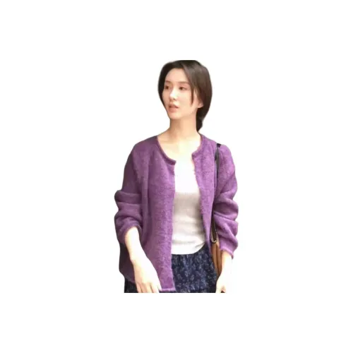 Фиолетовый свитер пальто женские трикотажные изделия