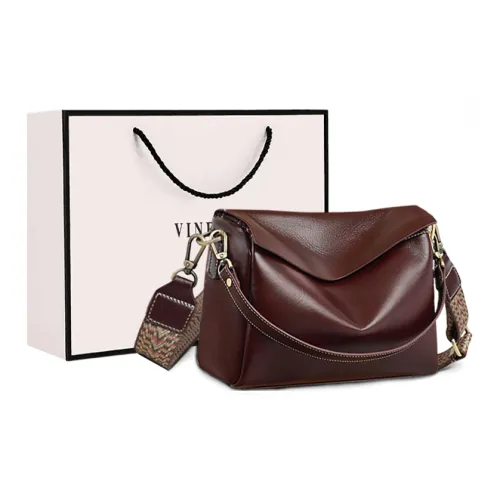 VINEY Сумка через плечо из крупнозернистой текстуры коровьей кожи большая женская винный кофейный черный