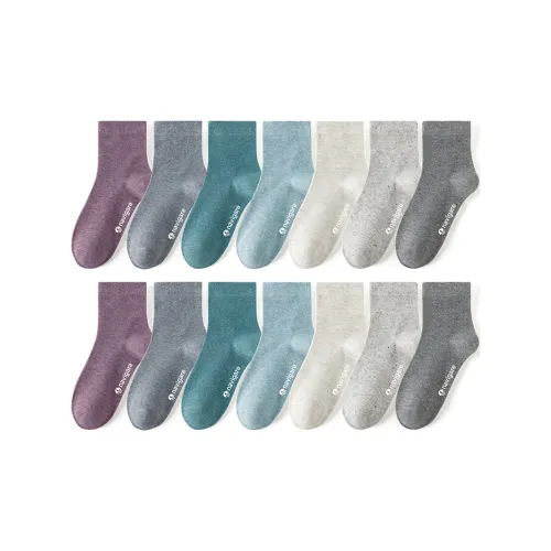 NAVIGARE [14 Пачка] 2 Белых + 2 Бело-Серых + 2 Серых + 2 Синих + 2 Зеленых + 2 Небесно-Синих + 2 Фиолетовых Женские Носки до икры MID