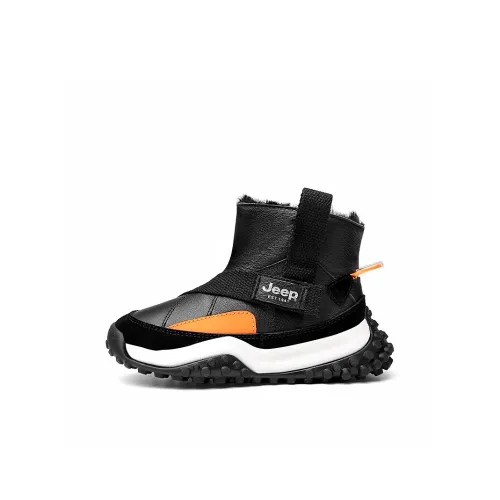 Jeep Легкий Амортизирующий Теплый Противоскользящий Высокий Топ Утепленные Детские Черные Ботинки