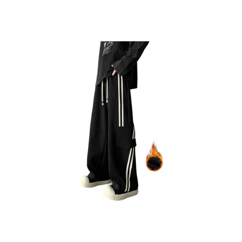 SOCKKEY Черный [Утолщенный Wa Флис С подкладкой Теплоизоляционные] Унисекс Повседневные Штаны