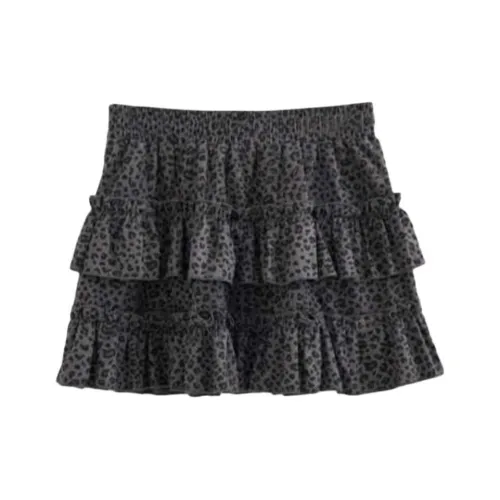 LOWEAR Леопард Юбка с Рюшами Повседневная Короткая Юбка Женская