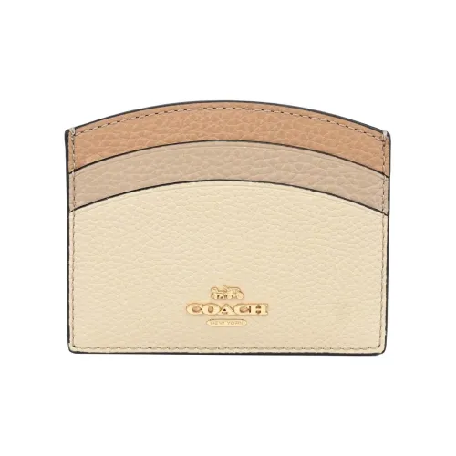 COACH Card Case Кожа Картхолдер Мини Женские Бронза Сливочный Многоцветный