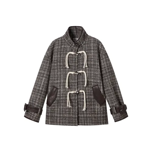 DIALOGUE Винтажный кофе Коричневая клетка Женское пальто