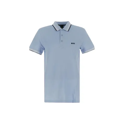 Hugo Boss POLO Van Biologische Katoen Met Contrasterende Logodetails Мужское Поло Синий