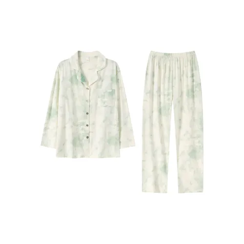 Skechers Домашняя одежда Набор Женская Белая Основа Зеленый Цветочный