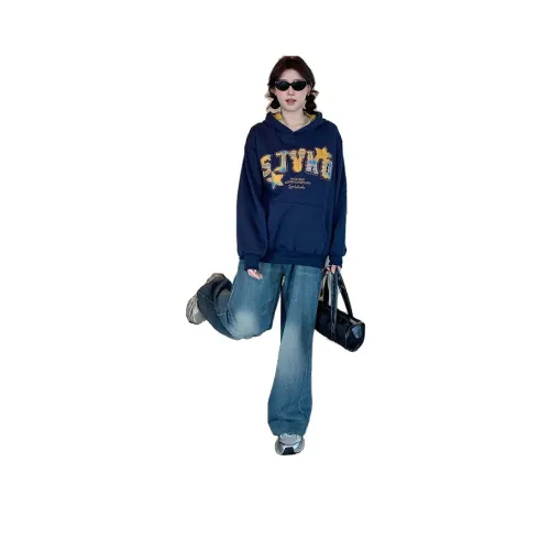 YOUSEKOO Темно-синий синий женский свитшот