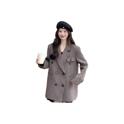 ZVJH Темно-коричневый женский пальто