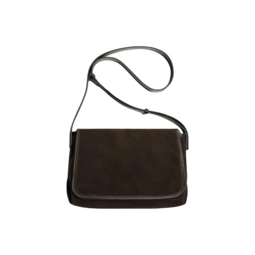 ZARA Сумка через плечо из кожи мужская коричневая