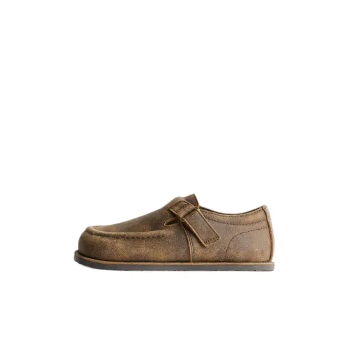 ZARA Низкий топ Кожаные туфли Коричневый Детский