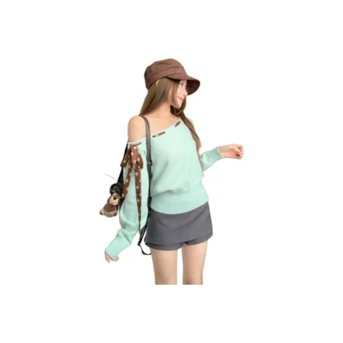 Зеленый свитер женские трикотажные изделия