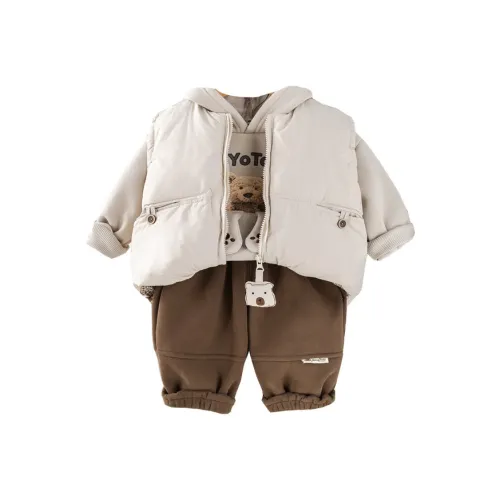 Деревянные дома Повседневная спортивная одежда Трехкомпонентный комплект для детей в возрасте 3-7 лет