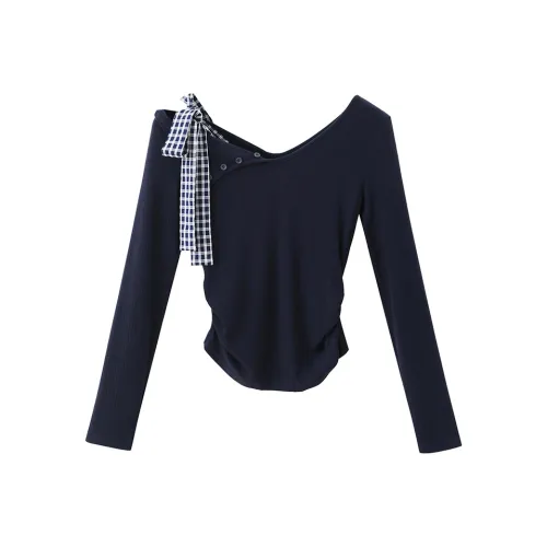 XIMENG Темно-синие женские футболки T