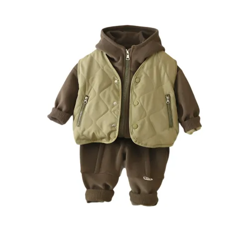 Деревянные дома Повседневная спортивная одежда Трехкомпонентный комплект для детей в возрасте 3-7 лет