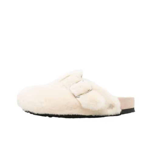 Биркенсток Boston Shearling Series EVA Устойчивый к истиранию Домашние тапочки Женские Экрю Узкий дизайн