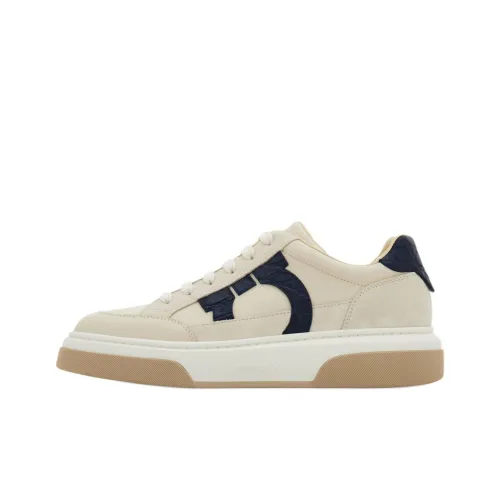 Ferragamo Низкие кроссовки для скейтбординга Мужские Бежево-синие