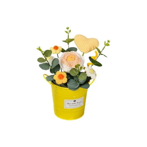 Pampered Journal Желтый Сердце Розовый Обнимающий Ведрообразный Потовый Растение Стол Декор Трикотажная Ткань Букет DIY Игрушки