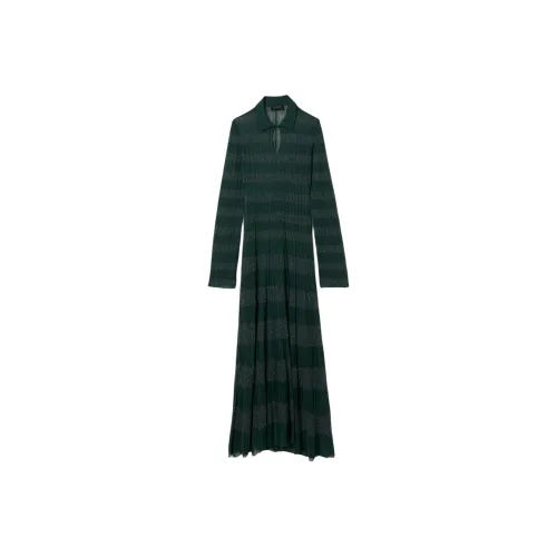 Lacoste FW25 RUNWAY Поло с воротником Pointelle Maxi Платье Длинное с рукавами Женское