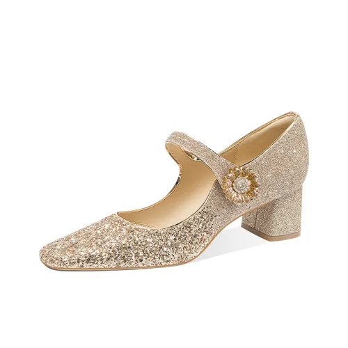 LOLY Высокие каблуки Золото Цветочный Любовь 5CM Женские