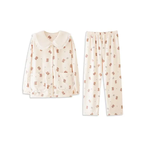 JINXU Абрикос Женские Пижамные Комплекты