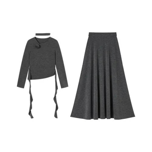 XIANGYING Dark Gray Women's Casual Suits XIANGYING Темно-серый женский повседневный костюм