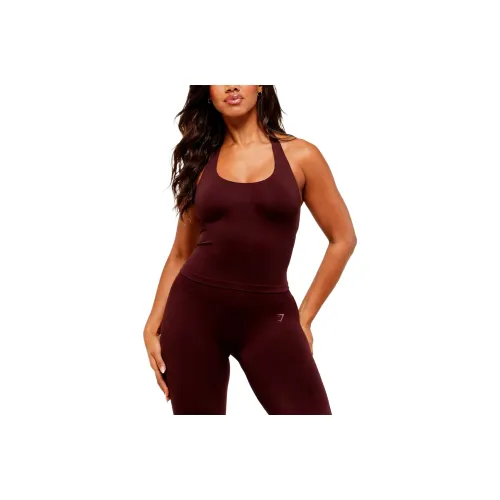 GYMSHARK Темный каштановый женский спортивный топ без рукавов