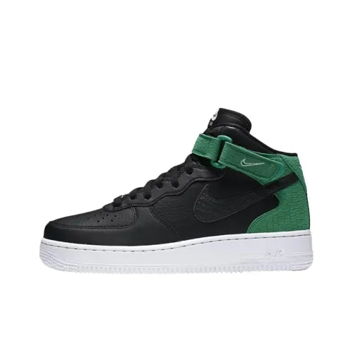 Nike Air Force 1 Амортизация Износостойкий MID Топ Скейтборд Кроссовки Женские Черный Зеленый