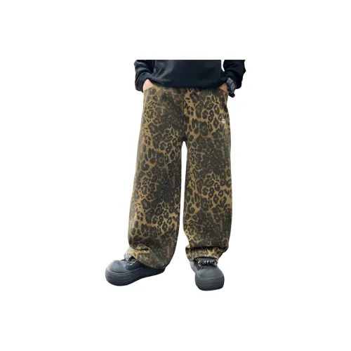 Teddy's Collection Цвет изображения Интегрированный Бархат Леопардовый принт Брюки Школьный возраст Джинсы