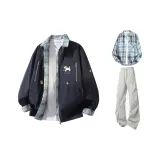 Темно-синие + светло-серые штаны + светло-синяя рубашка