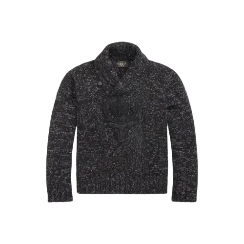 Double RL Carbon Black Men's Sweaters Double RL Углерод Черный Мужские Свитера