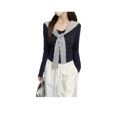 LANGQING Темно-синие женские футболки T