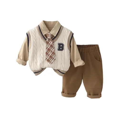 Деревянные дома Повседневная спортивная одежда Трехкомпонентный комплект для детей в возрасте 3-7 лет