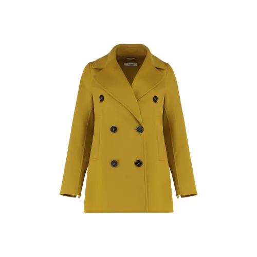 'S MAX MARA Women's Yellow Mustard Coat 'S MAX MARA Женское Желтое Пальто Горчичного Цвета