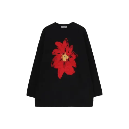 Yohji Yamamoto Pour Homme FW25 Цветочный дизайн Дизайнерский Круглый вырез KNIT Трикотаж Мужской