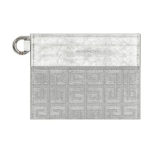 GIVENCHY 4G Вышивка Холст с Ламинированной Кожей Держатель для Карт Женская Серебряный