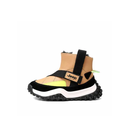 Jeep Износостойкий Легкий Амортизирующий Противоскользящий Высокий Топ Утепленный Детский Ботинки Земляной Желтый