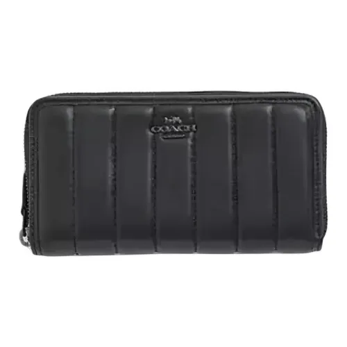 COACH Accordion Zip Wallet из кожи наппа с гладкой кожей кошелек маленький женский черный