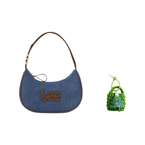 Lee Ткань + Искусственная кожа Плечевая сумка Сумка-полумесяц Плечевая сумка Стандартная Женская Джинсовый синий