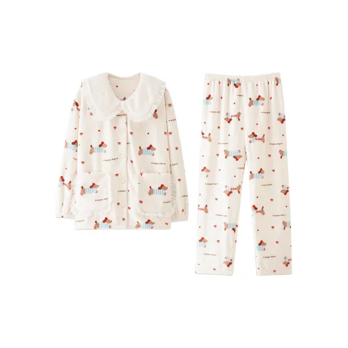 JINXU Абрикос Женские Пижамные Комплекты