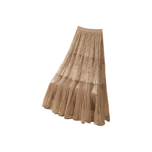 TOUCH Повседневный Длинный Юбка Женская Молочный Кофейный