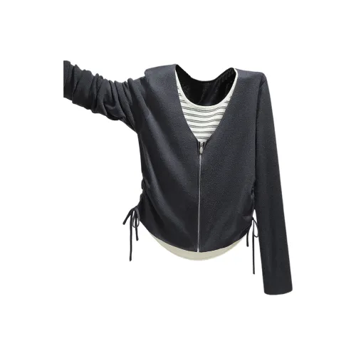 SIBAISHE Темно-серый и белый трикотаж с полосами для женщин