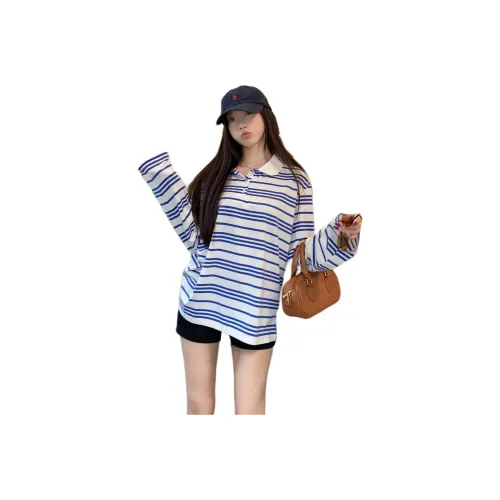 LADYXIEXIE Синие полосы с LD Бренд Наклеенный Женские T Рубашки